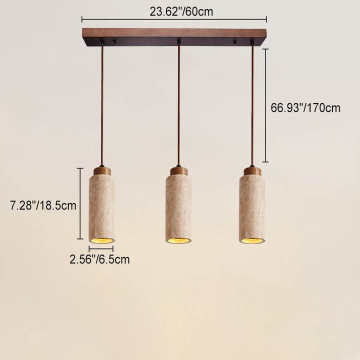 Wabi-Sabi Solid Wood 3-Light Island Pendant Light