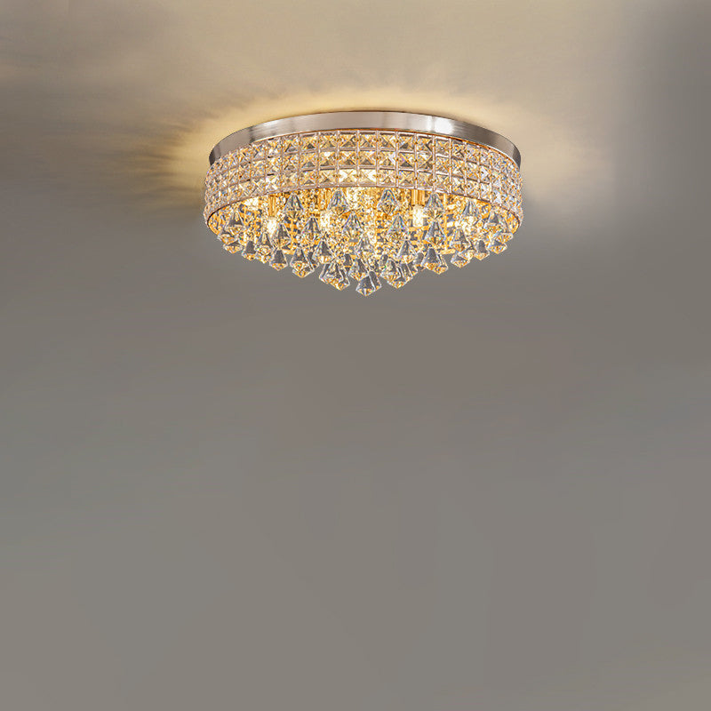 Modern Round Crystal 9-Light Flush Mount Ceiling Light