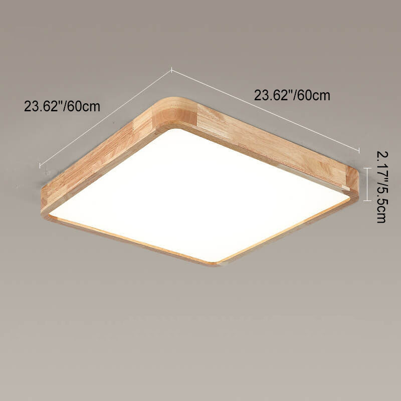 Minimalist Square Solid Wood LED Flush Mount Ceiling 2