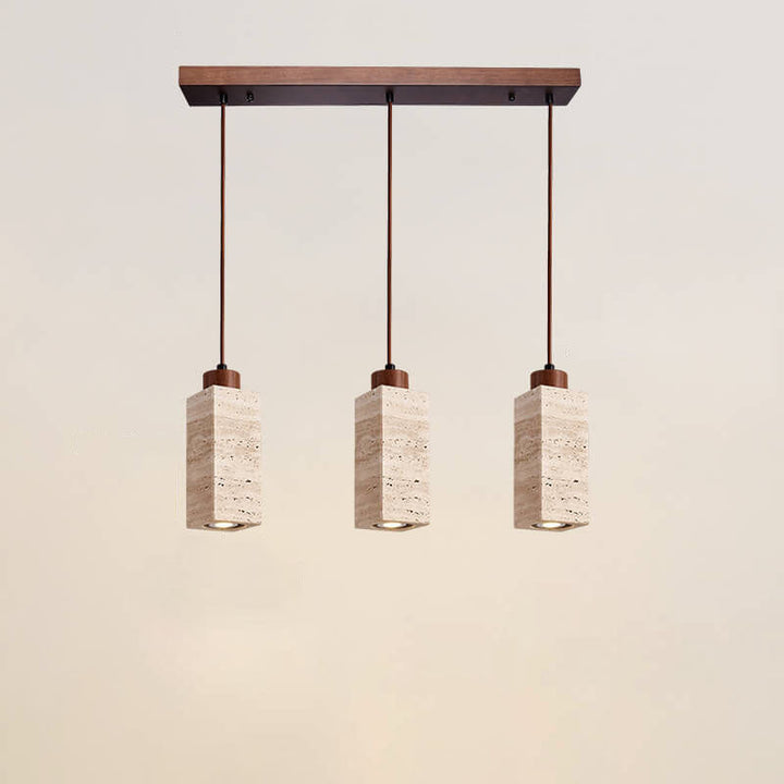 Wabi-Sabi Solid Wood 3-Light Island Pendant Light