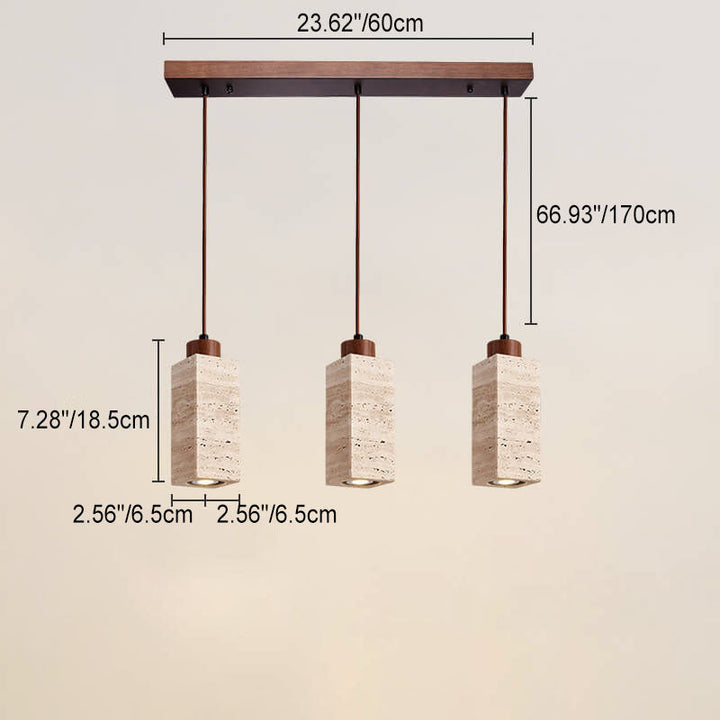 Wabi-Sabi Solid Wood 3-Light Island Pendant Light
