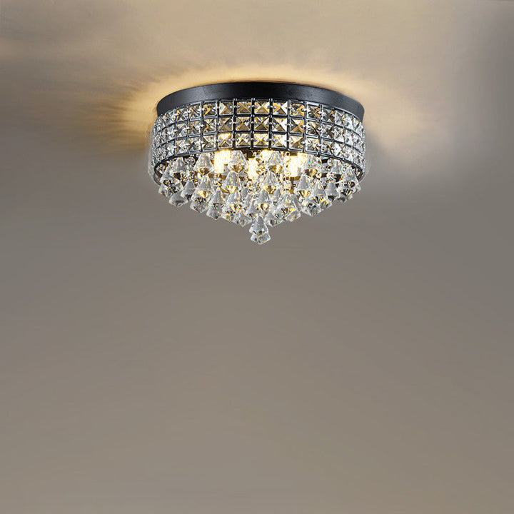 Modern Round Crystal 9-Light Flush Mount Ceiling Light