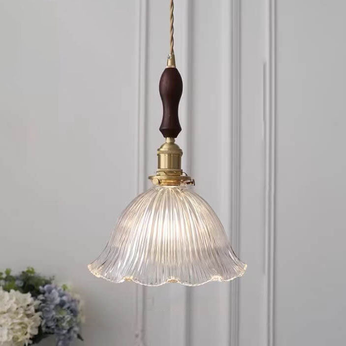 Minimalist Flower Walnut Pendant Light