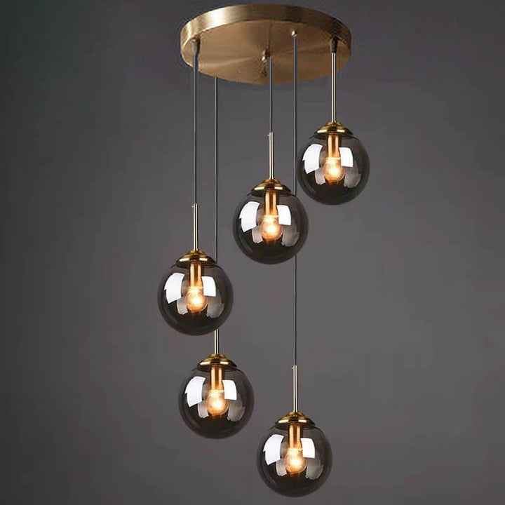 Contemporary Spherical Copper 5-Light Chandelier
