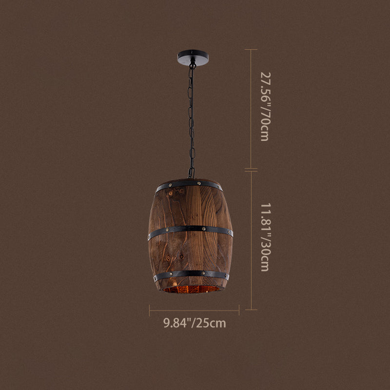 Traditional Round Wood Pendant Light