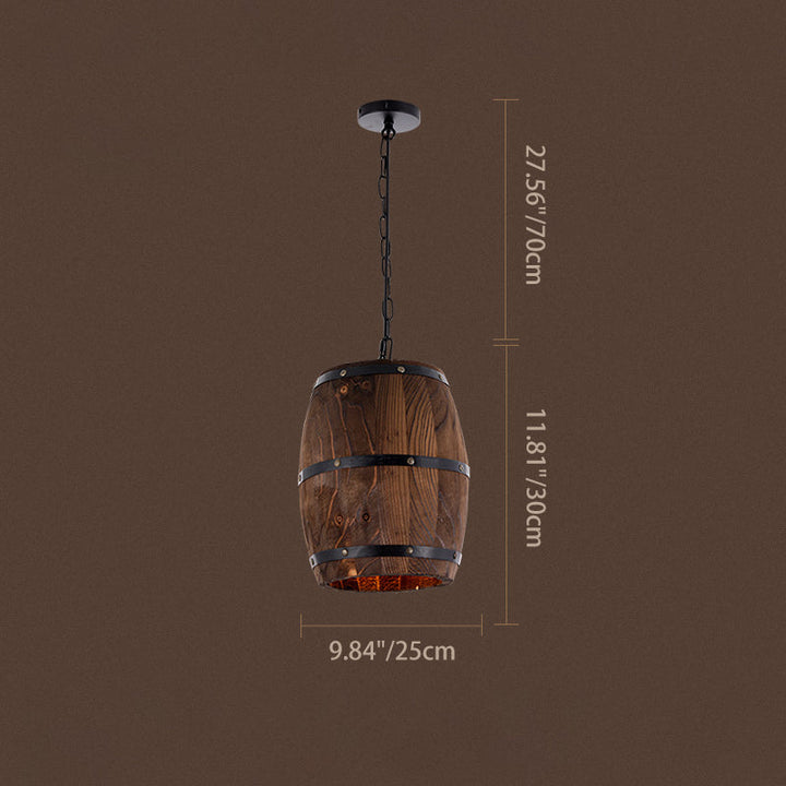 Traditional Round Wood Pendant Light