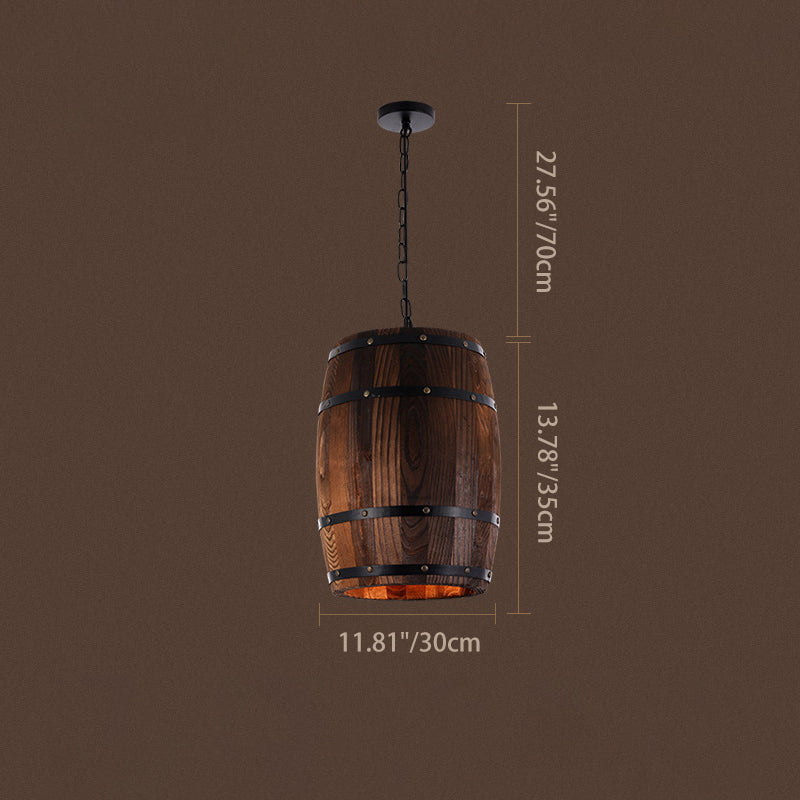 Traditional Round Wood Pendant Light