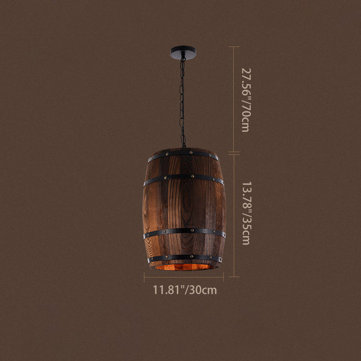 Traditional Round Wood Pendant Light