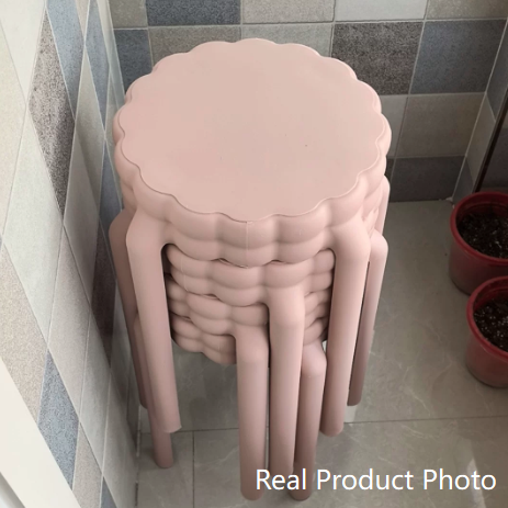 Contemporary Nordic Flower-Shaped Plastic Stool Backless Armless For Living Room