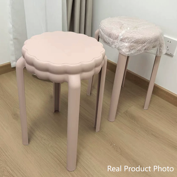 Contemporary Nordic Flower-Shaped Plastic Stool Backless Armless For Living Room