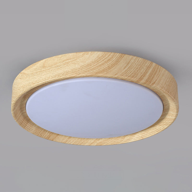 Wood Minimalist Round Acrylic LED Flush Mount Ceiling Light
