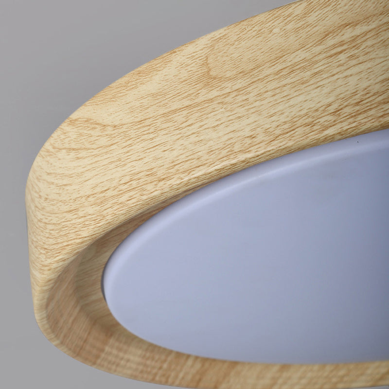 Wood Minimalist Round Acrylic LED Flush Mount Ceiling Light