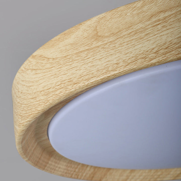 Wood Minimalist Round Acrylic LED Flush Mount Ceiling Light