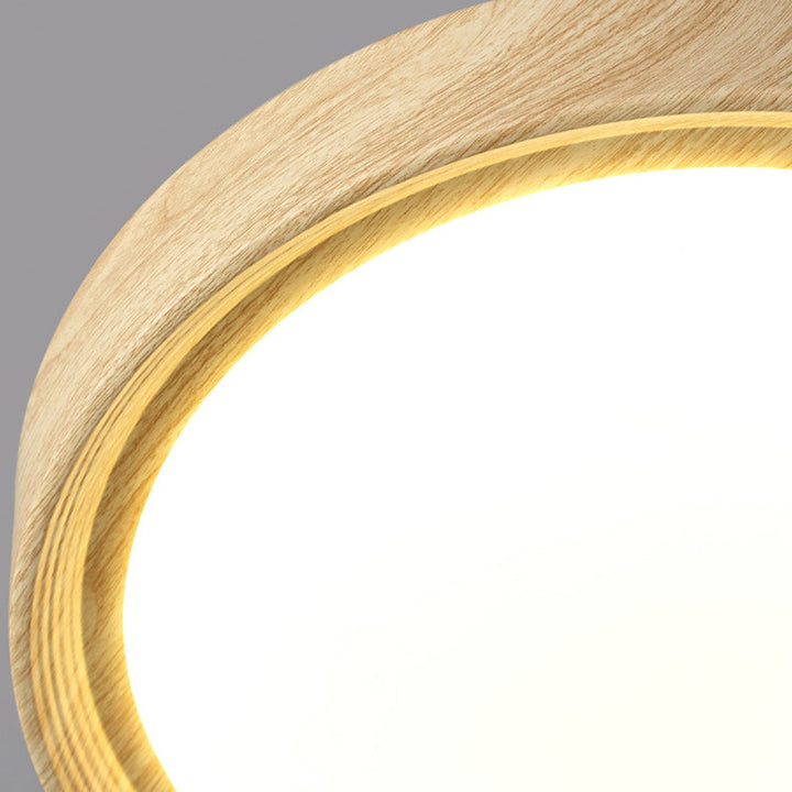 Wood Minimalist Round Acrylic LED Flush Mount Ceiling Light