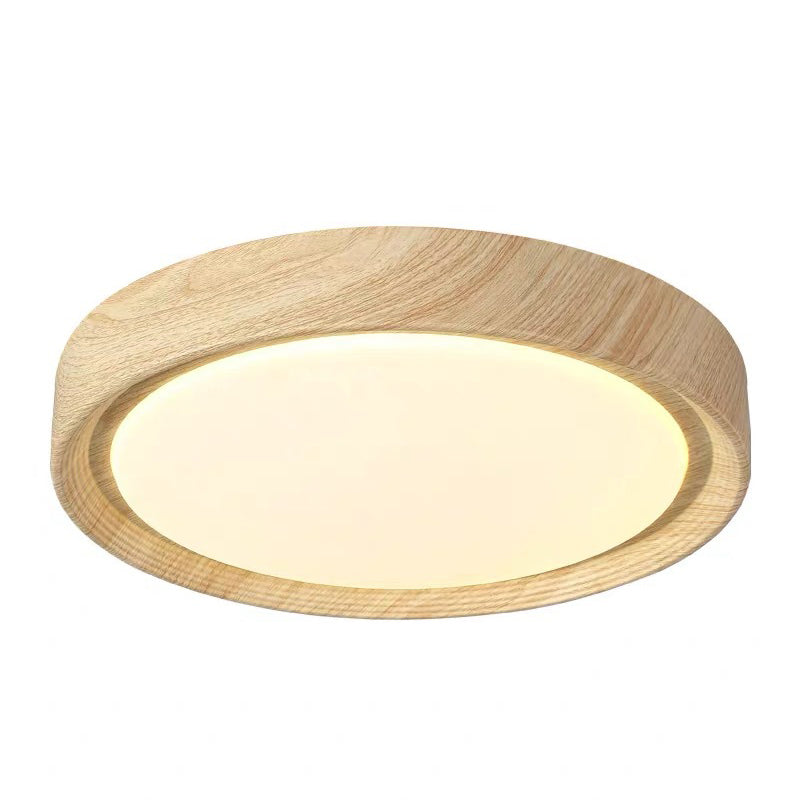 Wood Minimalist Round Acrylic LED Flush Mount Ceiling Light