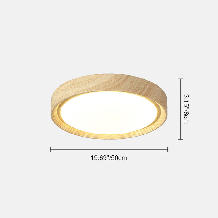 Wood Minimalist Round Acrylic LED Flush Mount Ceiling Light