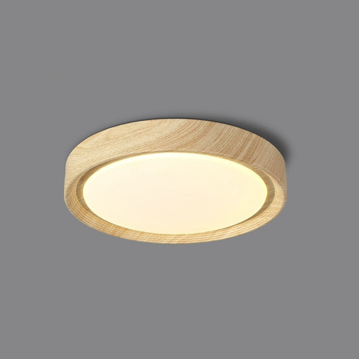 Wood Minimalist Round Acrylic LED Flush Mount Ceiling Light