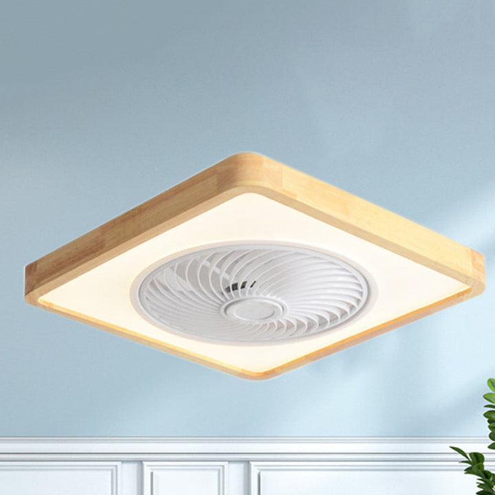 Minimalist Geometric Wood LED Ceiling Fan Light