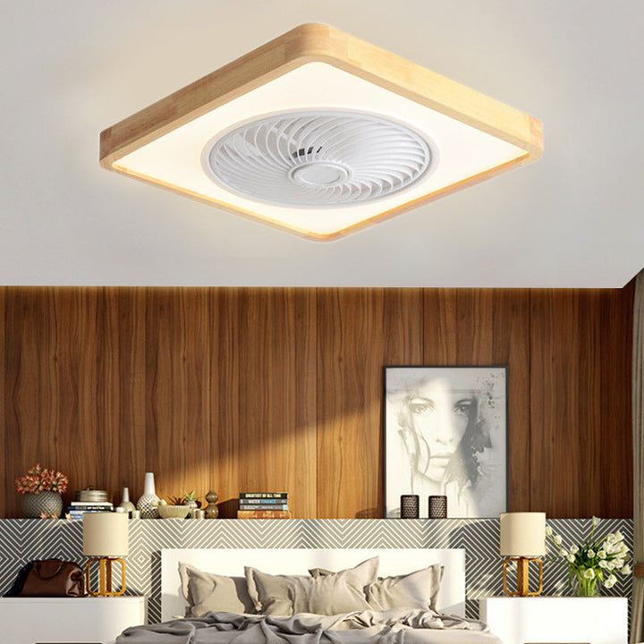Minimalist Geometric Wood LED Ceiling Fan Light