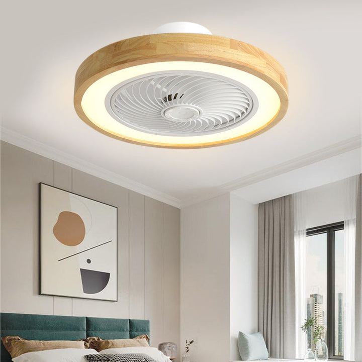 Minimalist Geometric Wood LED Ceiling Fan Light