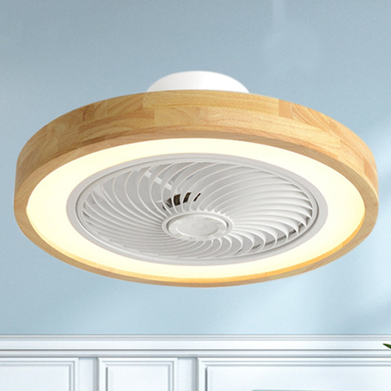 Minimalist Geometric Wood LED Ceiling Fan Light