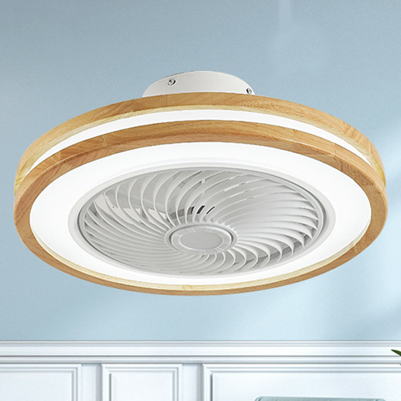 Minimalist Geometric Wood LED Ceiling Fan Light