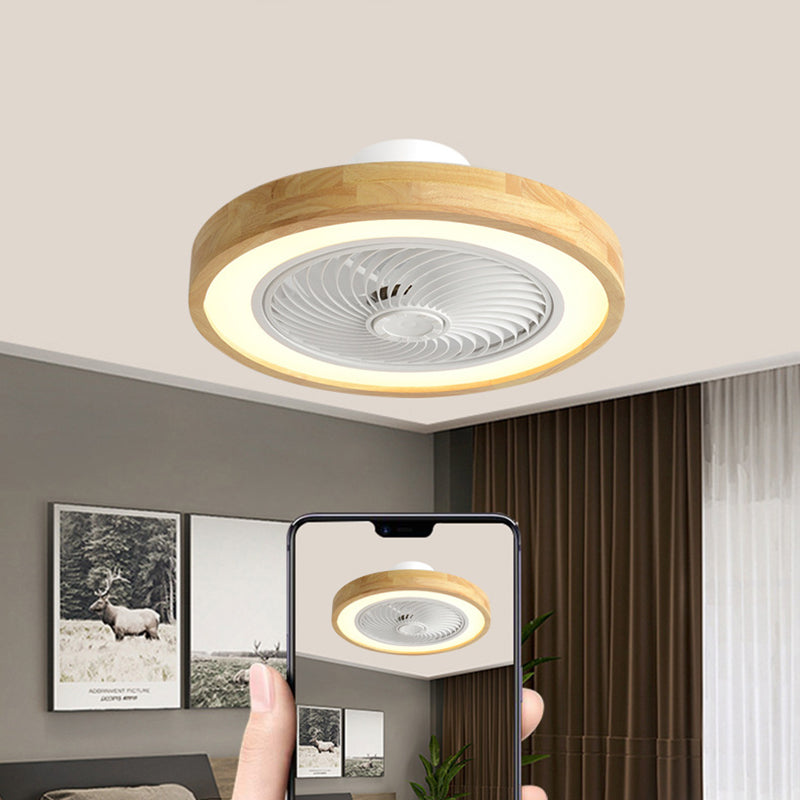 Minimalist Geometric Wood LED Ceiling Fan Light