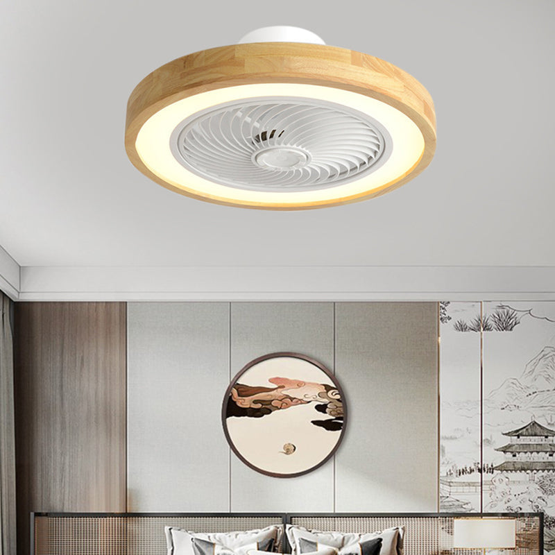 Minimalist Geometric Wood LED Ceiling Fan Light