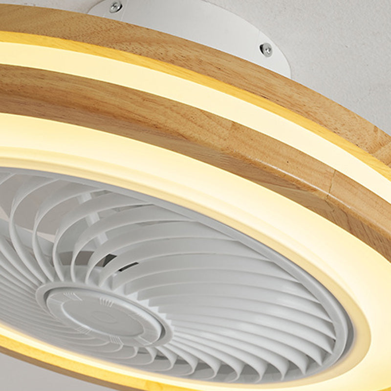 Minimalist Geometric Wood LED Ceiling Fan Light