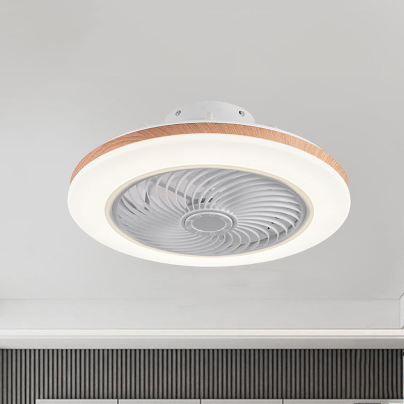 Minimalist Geometric Wood LED Ceiling Fan Light