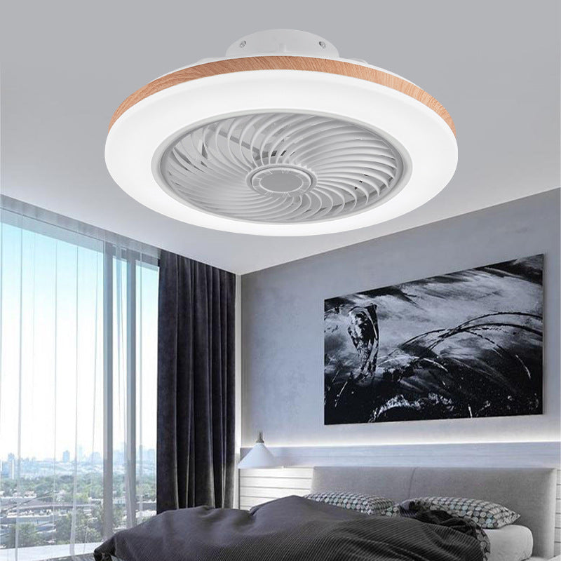 Minimalist Geometric Wood LED Ceiling Fan Light