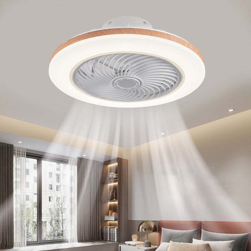 Minimalist Geometric Wood LED Ceiling Fan Light