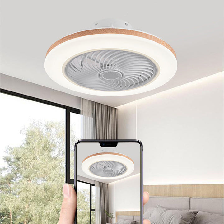 Minimalist Geometric Wood LED Ceiling Fan Light