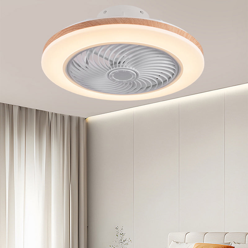 Minimalist Geometric Wood LED Ceiling Fan Light