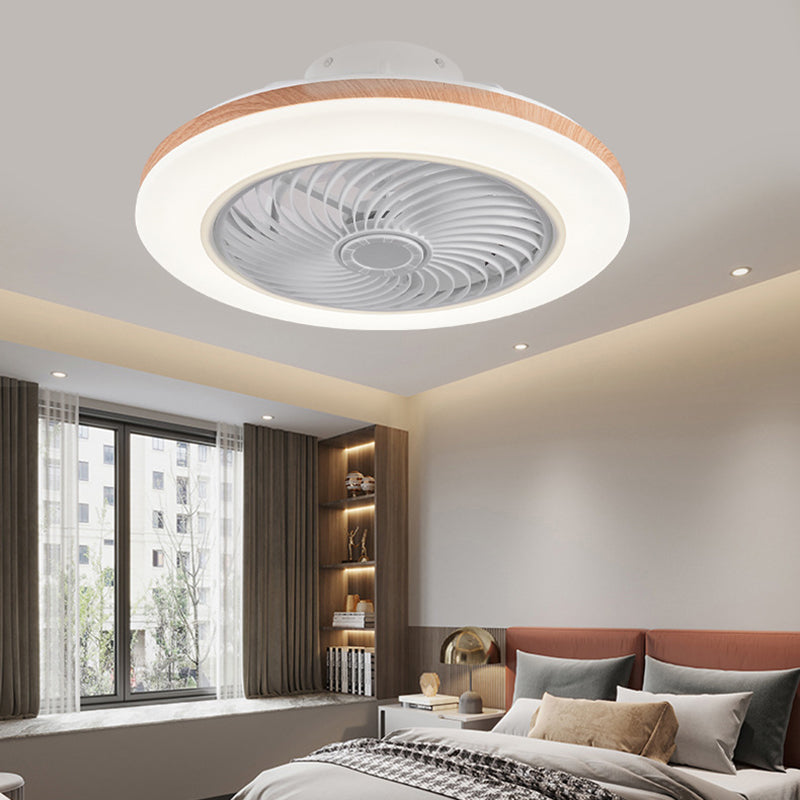 Minimalist Geometric Wood LED Ceiling Fan Light