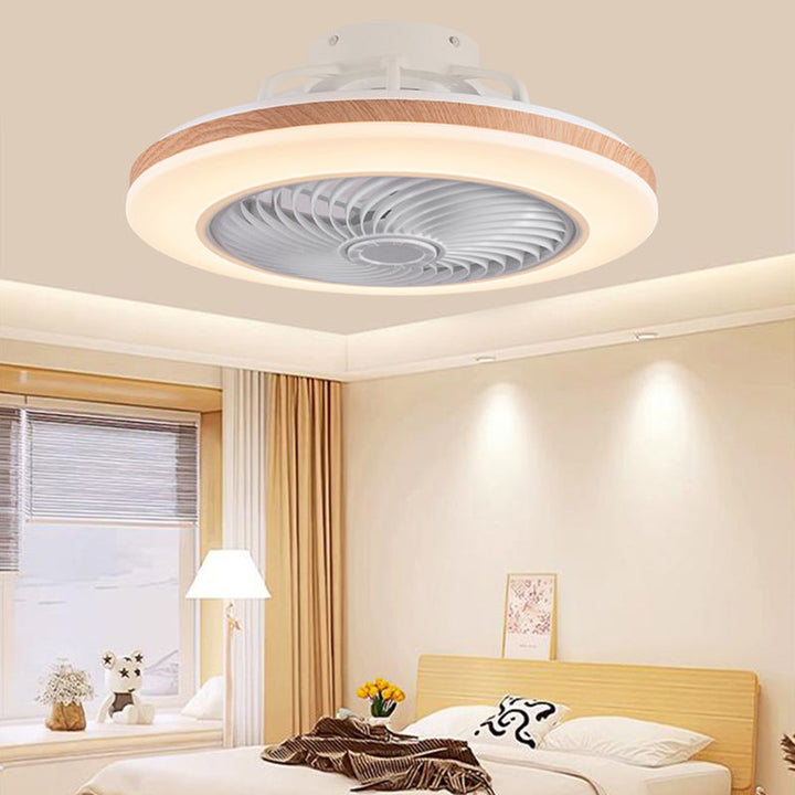 Minimalist Geometric Wood LED Ceiling Fan Light