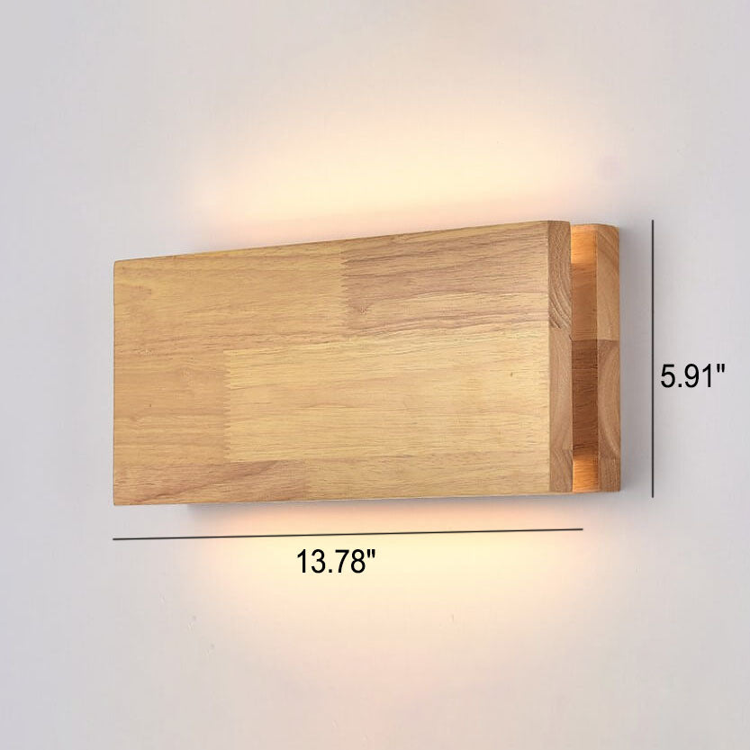 Wabi-Sabi Rectangular Wood LED Wall Sconce