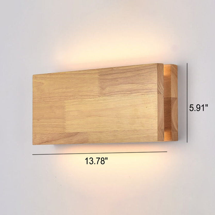 Wabi-Sabi Rectangular Wood LED Wall Sconce