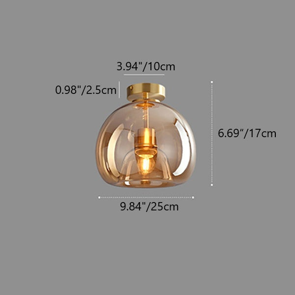 Contemporary Round Glass Semi-Flush Ceiling Light