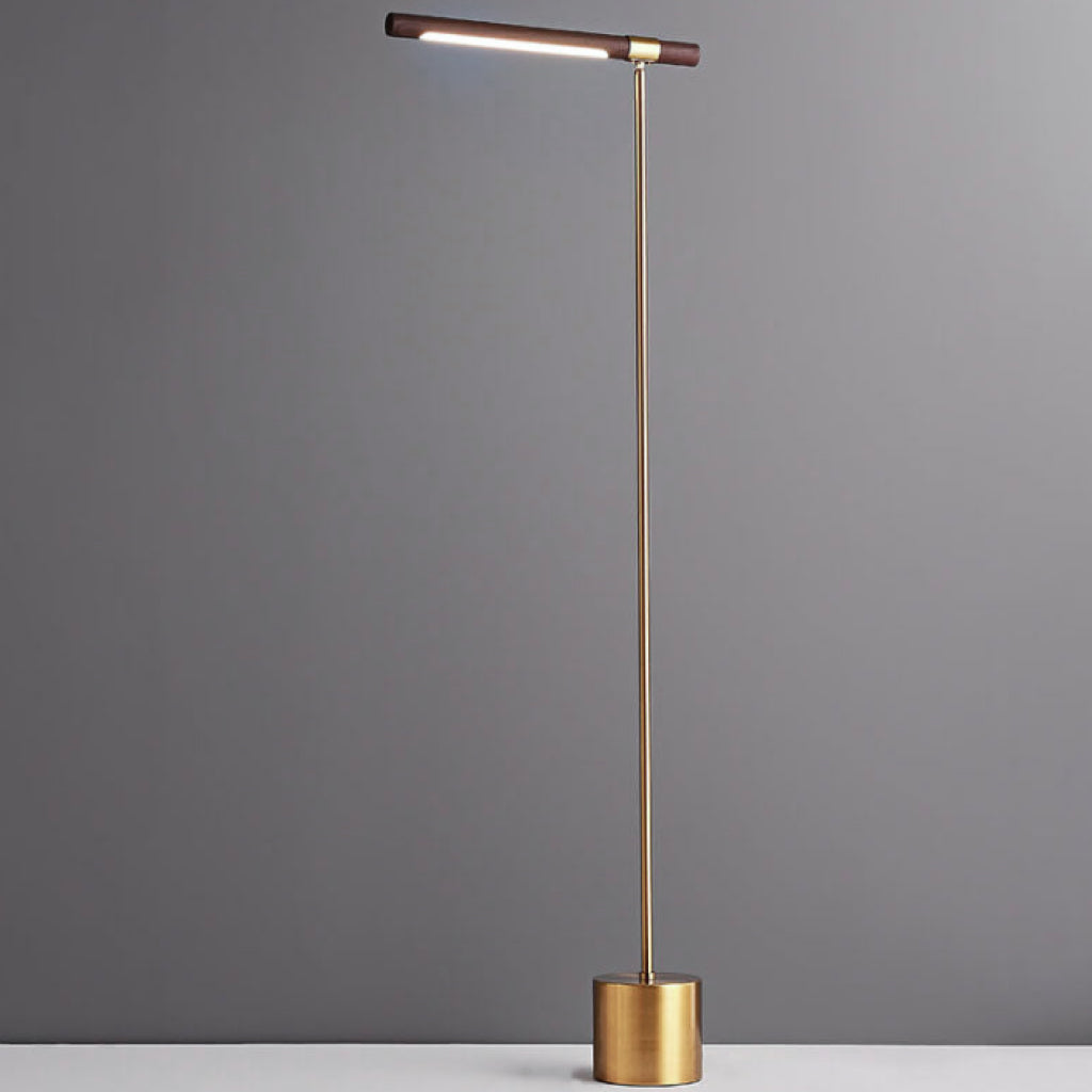 Minimalist Cylindrical Walnut LED Floor Lamp