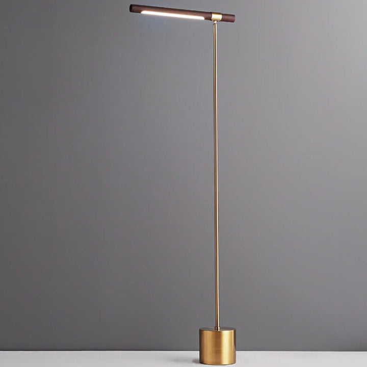 Minimalist Cylindrical Walnut LED Floor Lamp