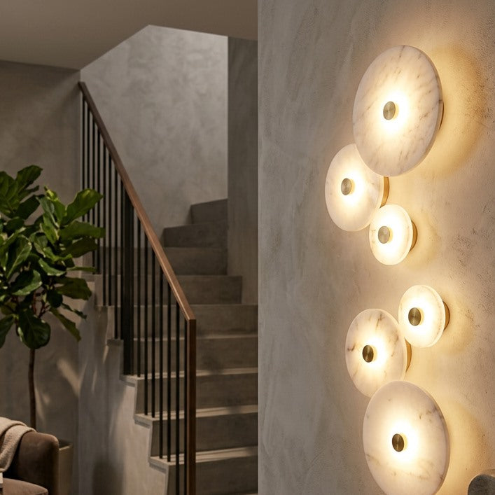 Contemporary Round Marble LED Wall Sconce