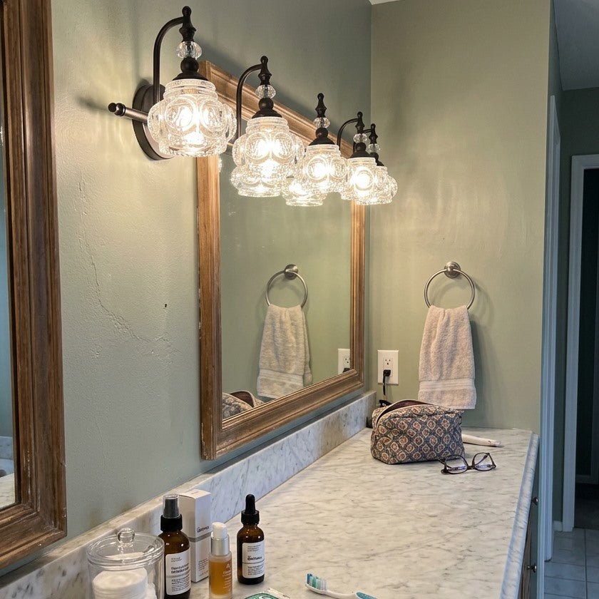 Contemporary Round Glass 4-Light Vanity Light