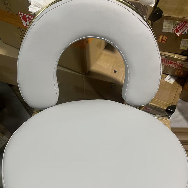 Contemporary Nordic Round Leather Vanity Stool