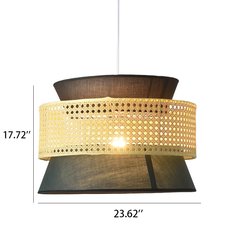 Modern Drum Rattan Pendant Light