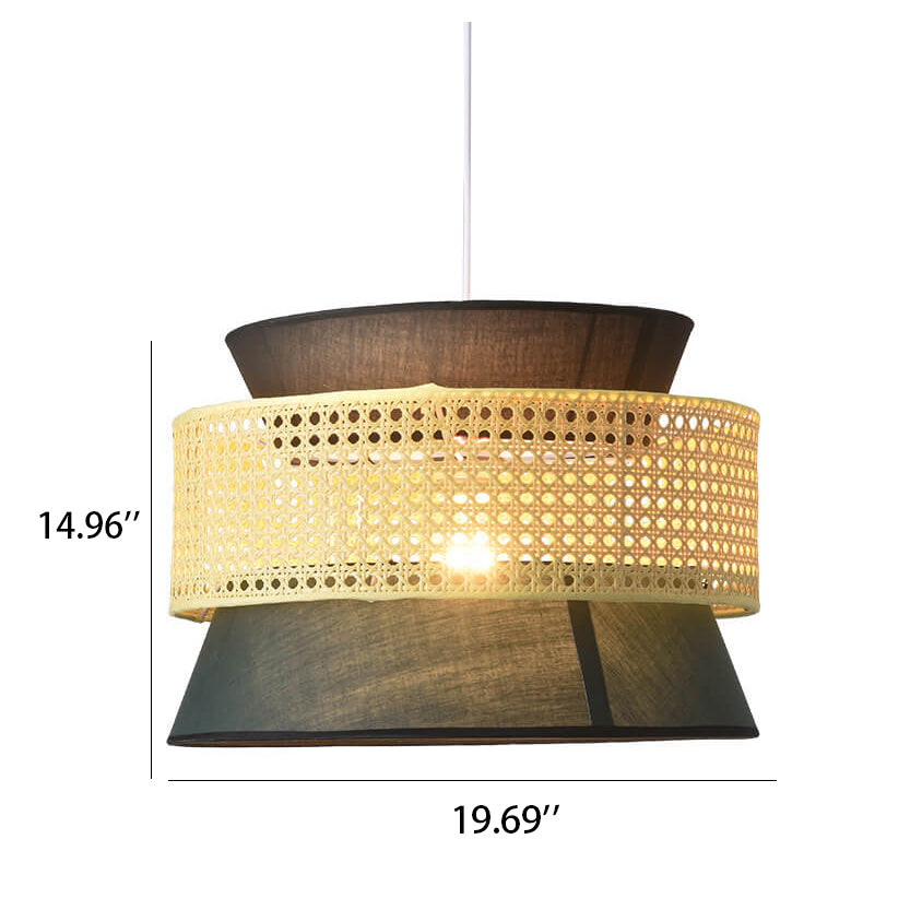 Modern Drum Rattan Pendant Light