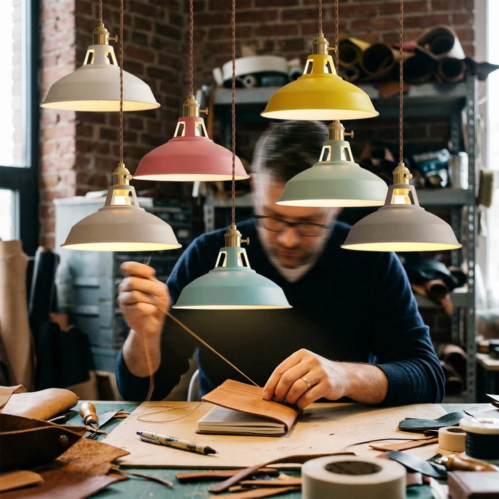 Industrial 1-Light Colorful Barn Shade Pendant Light