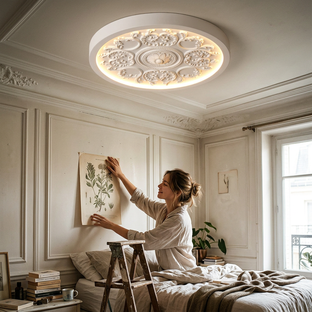 Modern Minimalist Carved Iron Resin Acrylic LED Flush Mount Ceiling Light
