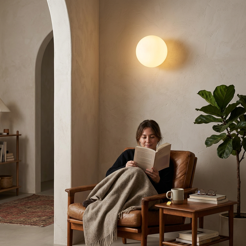 Modern Minimalist Orb Glass 1-Light Wall Sconce Lamp