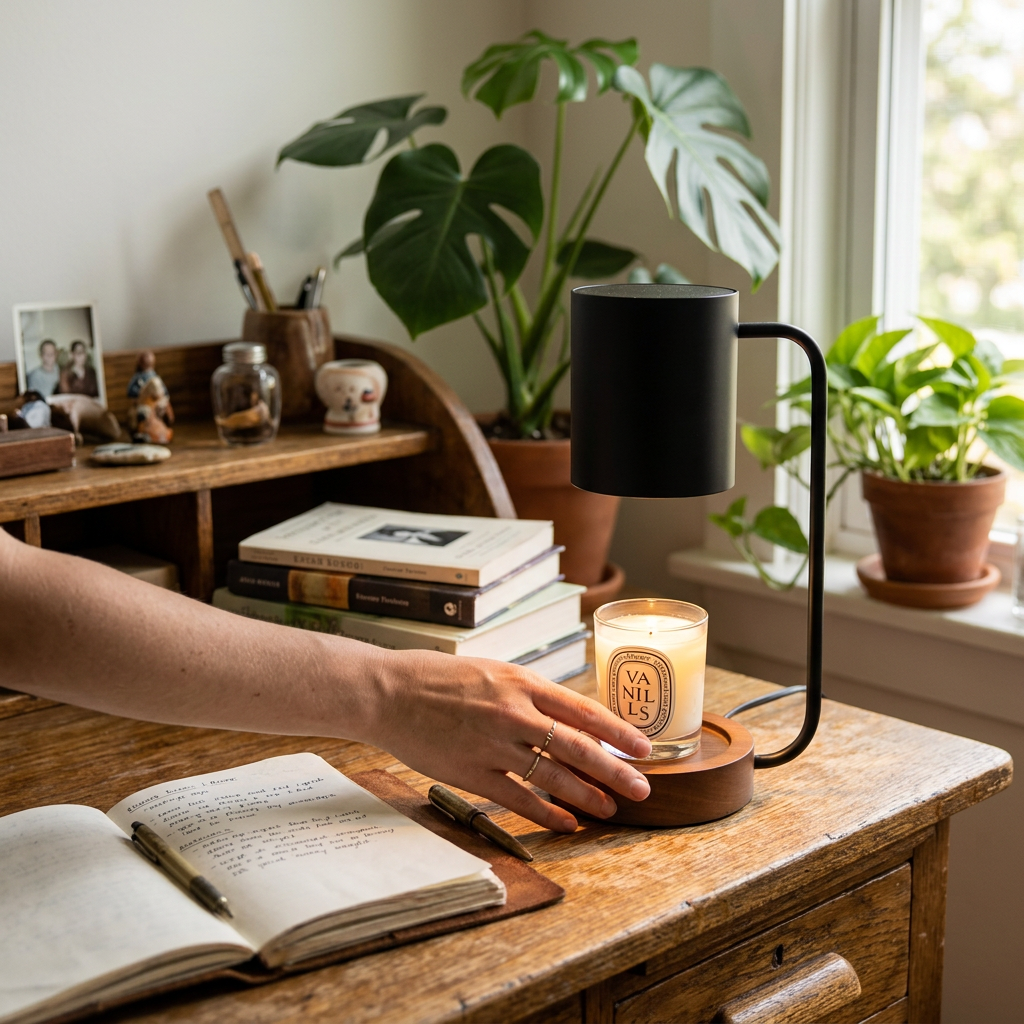 Japanese Minimalist Wood Timing Dimming Melting Wax Table Lamp